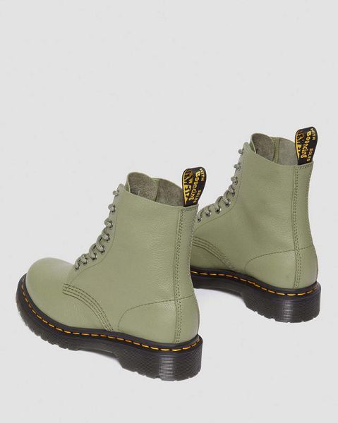 Dr Martens 1460 Virginia Men Leather Boots Olive | USA-301769