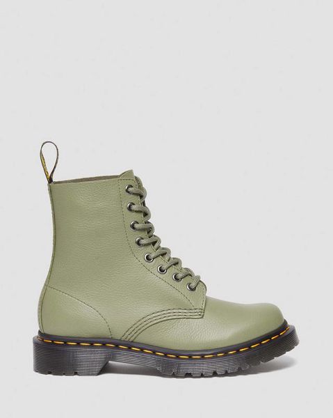 Dr Martens 1460 Virginia Men Leather Boots Olive | USA-301769