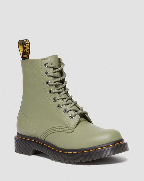 Dr Martens 1460 Virginia Men Leather Boots Olive | USA-301769