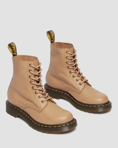 Dr Martens 1460 Virginia Men Leather Boots Brown | USA-24739