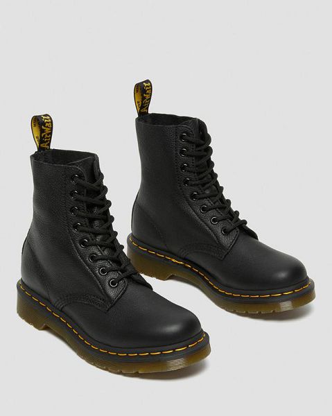 Dr Martens 1460 Virginia Women Leather Boots Black | USA-950784