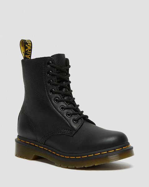 Dr Martens 1460 Virginia Women Leather Boots Black | USA-950784