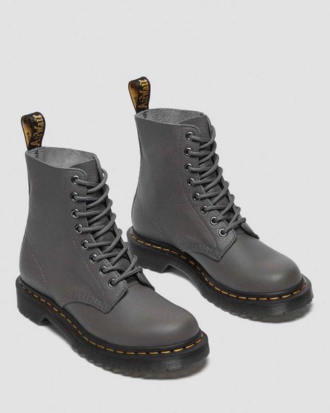 Dr Martens 1460 Virginia Women Leather Boots Grey | USA-195402