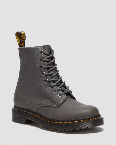 Dr Martens 1460 Virginia Women Leather Boots Grey | USA-195402