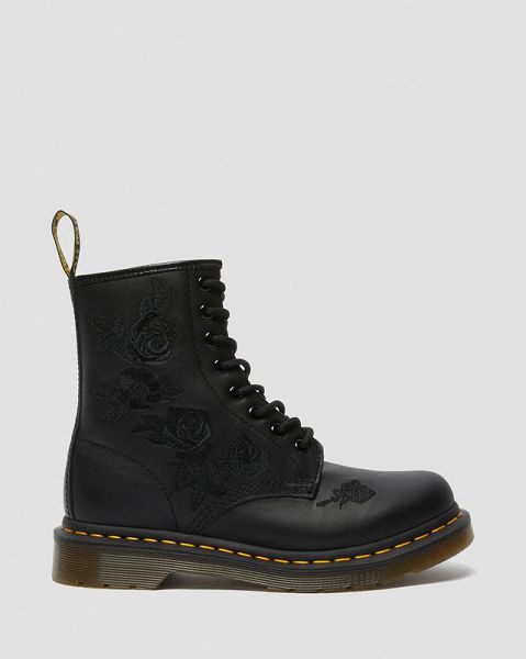 Dr Martens 1460 Vonda Mono Floral Women Boots Black | USA-138960