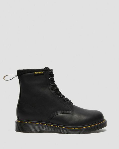 Dr Martens 1460 Warmwair Leather Men Lace Up Boots Black | USA-921053