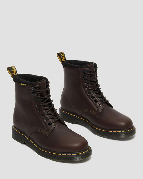 Dr Martens 1460 Warmwair Leather Men Lace Up Boots Dark Brown | USA-869507