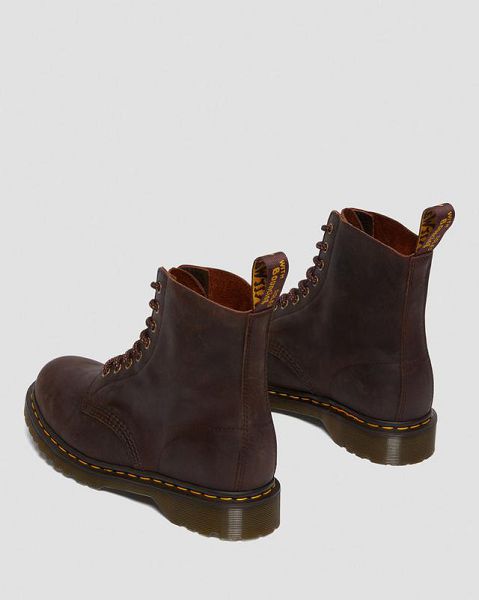 Dr Martens 1460 Waxed Full Grain Leather Women Lace Up Boots Brown | USA-319082