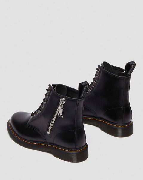 Dr Martens 1460 Zip Smooth Leather Men Lace Up Boots Black | USA-923806