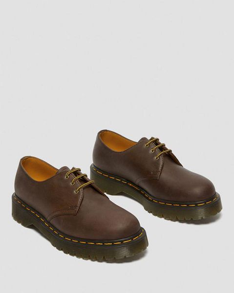 Dr Martens 1461 Bex Crazy Horse Leather Men Oxford Shoes Dark Brown | USA-173280