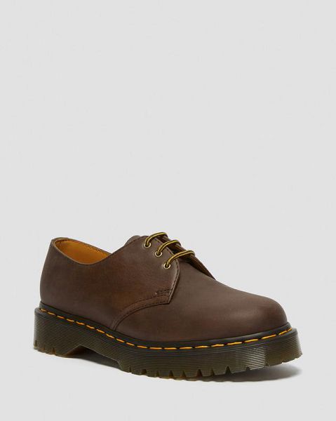 Dr Martens 1461 Bex Crazy Horse Leather Men Oxford Shoes Dark Brown | USA-173280