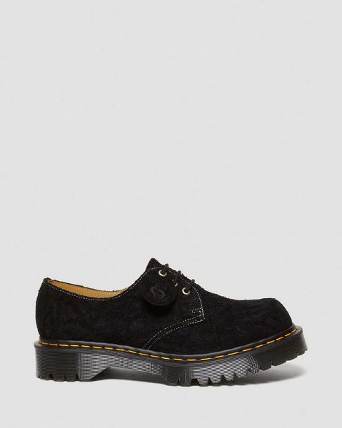 Dr Martens 1461 Bex Made in England Emboss Suede Men Oxford Shoes Black | USA-751326