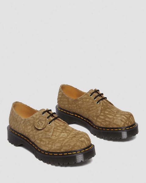 Dr Martens 1461 Bex Made in England Emboss Suede Men Oxford Shoes Brown | USA-697530