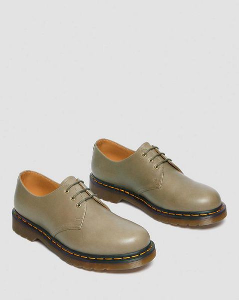 Dr Martens 1461 Carrara Leather Men Oxford Shoes Olive | USA-469382