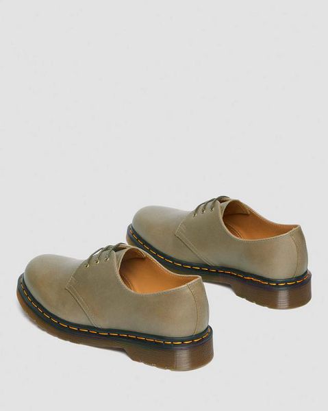 Dr Martens 1461 Carrara Leather Men Oxford Shoes Olive | USA-469382