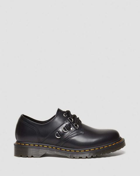 Dr Martens 1461 Hardware Polished Smooth Leather Men Oxford Shoes Black | USA-641907