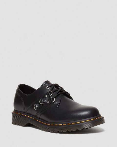 Dr Martens 1461 Hardware Polished Smooth Leather Women Oxford Shoes Black | USA-165309