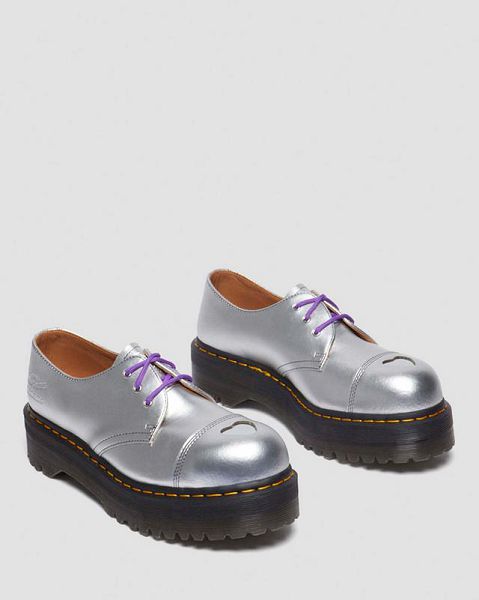 Dr Martens 1461 Platform MADEME Leather Men Oxford Shoes Silver | USA-563890