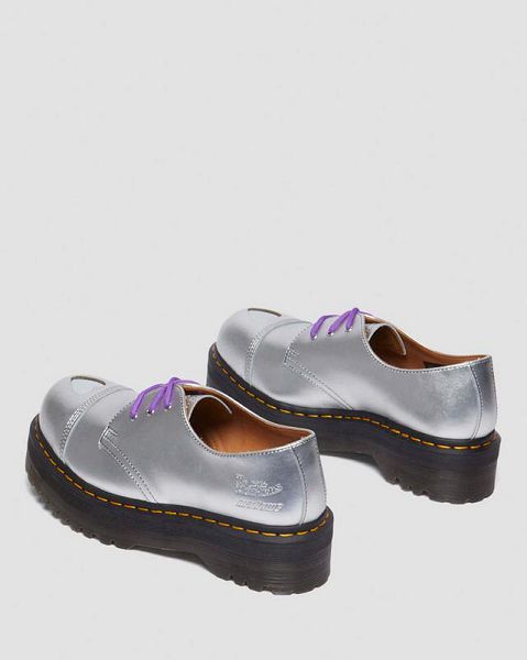 Dr Martens 1461 Platform MADEME Leather Men Oxford Shoes Silver | USA-563890