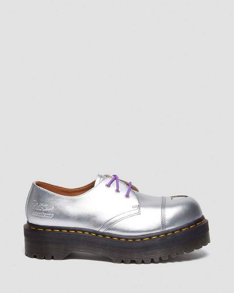 Dr Martens 1461 Platform MADEME Leather Men Oxford Shoes Silver | USA-563890