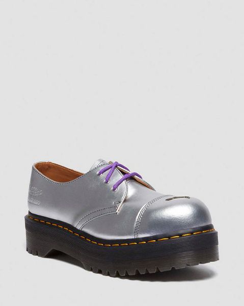 Dr Martens 1461 Platform MADEME Leather Men Oxford Shoes Silver | USA-563890