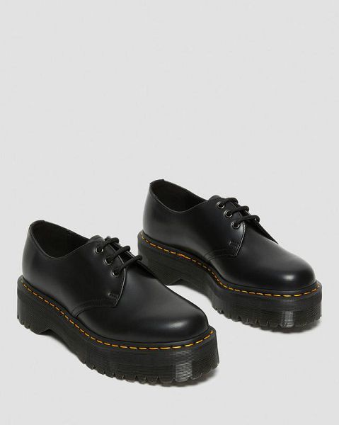 Dr Martens 1461 Smooth Leather Men Platform Shoes Black | USA-683540