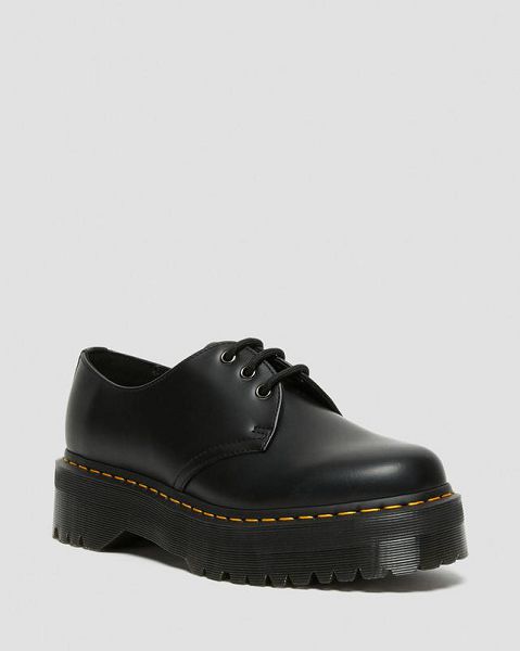 Dr Martens 1461 Smooth Leather Men Platform Shoes Black | USA-683540