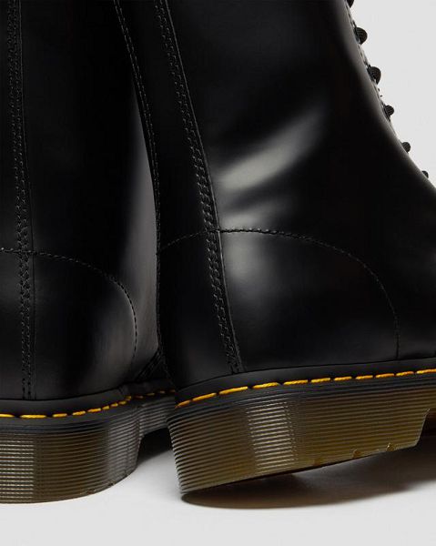 Dr Martens 1490 Smooth Leather Mid Men Calf Boots Black | USA-803419