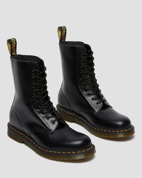 Dr Martens 1490 Smooth Leather Mid Men Calf Boots Black | USA-803419