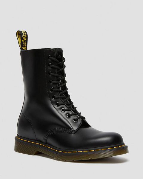 Dr Martens 1490 Smooth Leather Mid Men Calf Boots Black | USA-803419