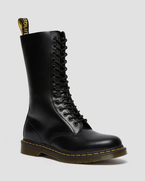 Dr Martens 1914 Smooth Leather Men Tall Boots Black | USA-826341