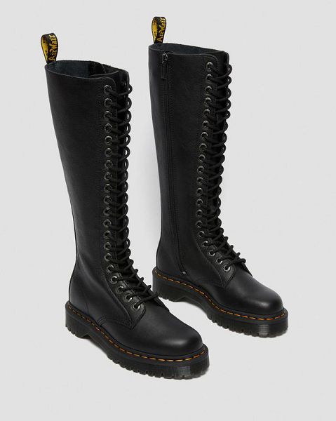 Dr Martens 1B60 Bex Pisa Leather Women Knee-high Boots Black | USA-684390