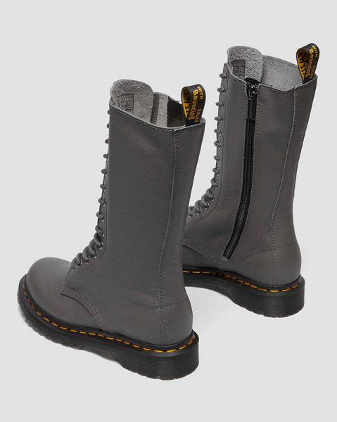 Dr Martens 1B99 Virginia Leather Mid Women Calf Boots Grey / Black / Yellow | USA-173026