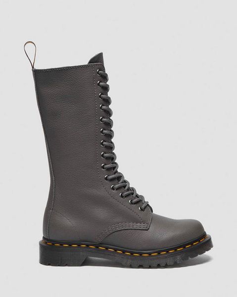 Dr Martens 1B99 Virginia Leather Mid Women Calf Boots Grey / Black / Yellow | USA-173026