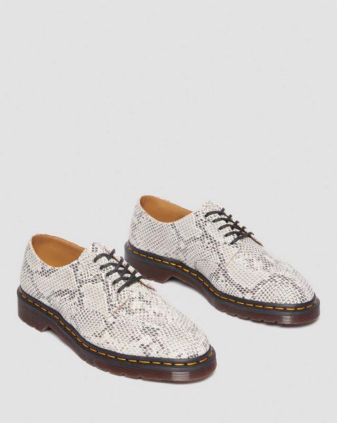 Dr Martens 2046 Snake Print Suede Men Oxford Shoes Brown / Black | USA-963541