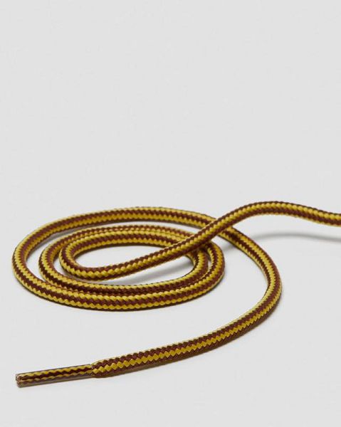 Dr Martens 26 Inch Round Shoe Laces Accessories 3 EYE Brown / Yellow | USA-478092