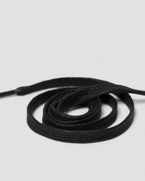 Dr Martens 26 Inch Waxed Flat Shoe Laces Accessories 3 EYE Black | USA-761982