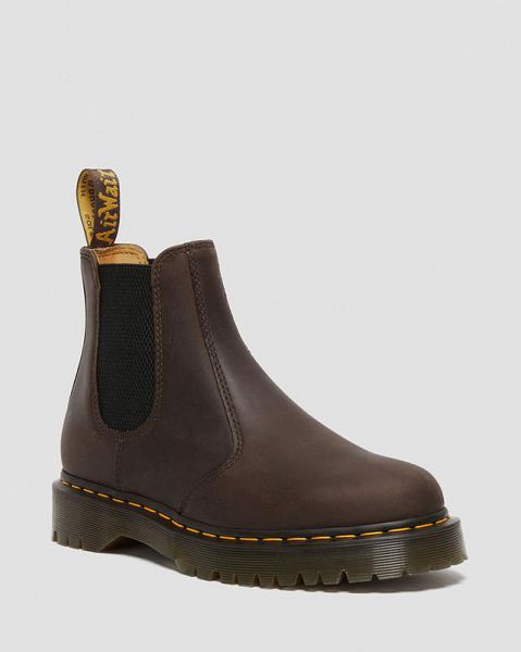 Dr Martens 2976 Bex Crazy Horse Men Chelsea Boots Dark Brown | USA-935741