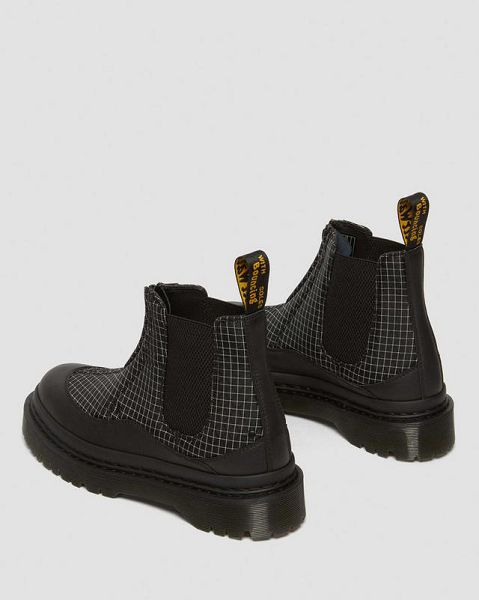 Dr Martens 2976 Bex Ripstop Grid Men Chelsea Boots Black / White | USA-618543