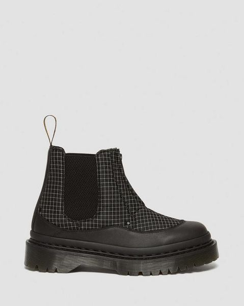 Dr Martens 2976 Bex Ripstop Grid Men Chelsea Boots Black / White | USA-618543