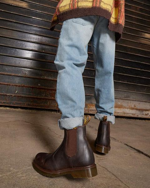 Dr Martens 2976 Crazy Horse Leather Men Chelsea Boots Brown | USA-83964