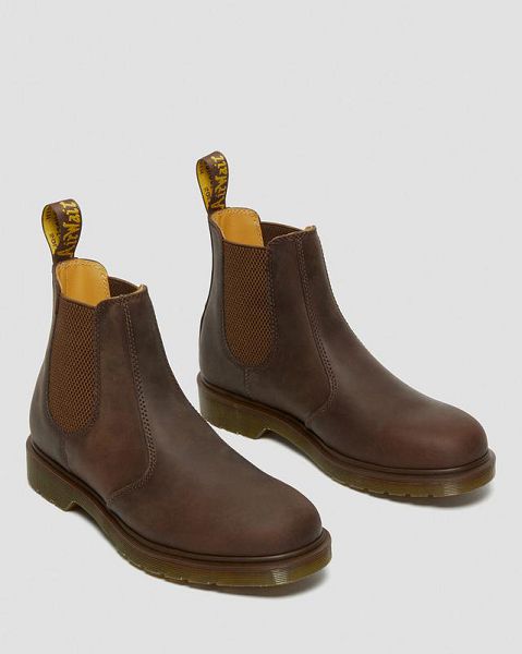 Dr Martens 2976 Crazy Horse Leather Men Chelsea Boots Brown | USA-83964