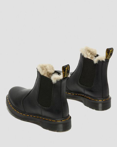 Dr Martens 2976 Faux Fur Lined Women Chelsea Boots Black | USA-693241