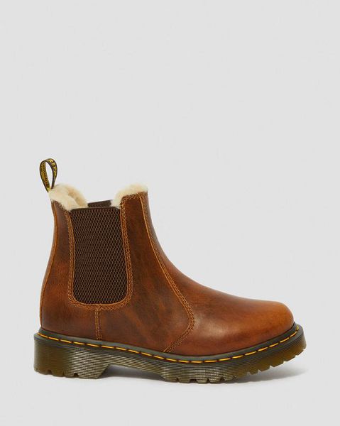 Dr Martens 2976 Faux Fur Lined Women Chelsea Boots Brown | USA-86529