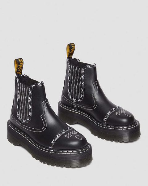 Dr Martens 2976 Gothic Americana Leather Platform Women Chelsea Boots Black | USA-374108