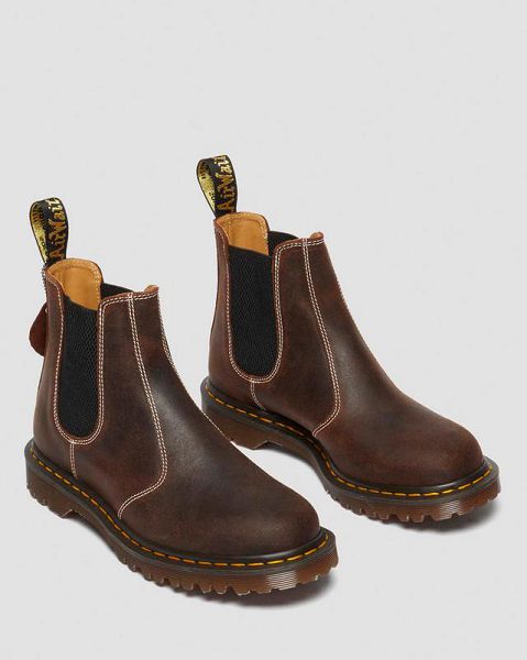 Dr Martens 2976 Made in England Wax Commander Women Chelsea Boots Dark Brown | USA-170856