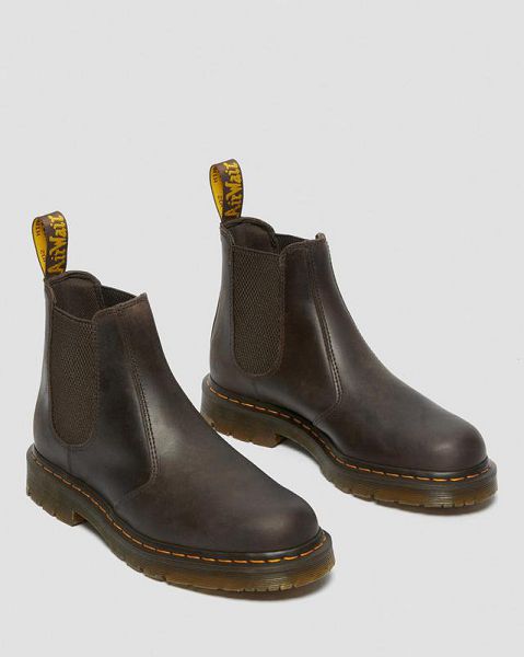 Dr Martens 2976 Slip Resistant Leather Men Chelsea Boots Dark Brown | USA-738215