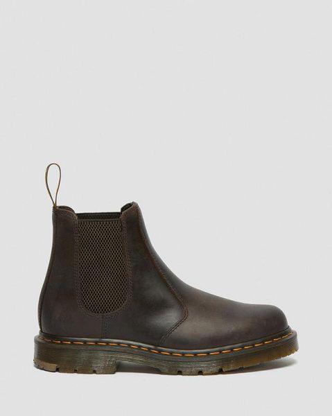 Dr Martens 2976 Slip Resistant Leather Men Chelsea Boots Dark Brown | USA-738215