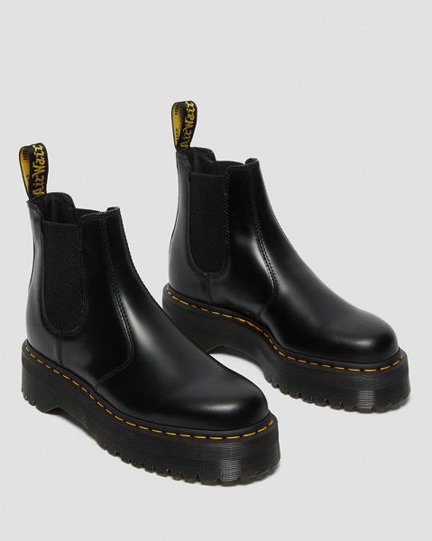 Dr Martens 2976 Smooth Leather Platform Women Chelsea Boots Black | USA-382965