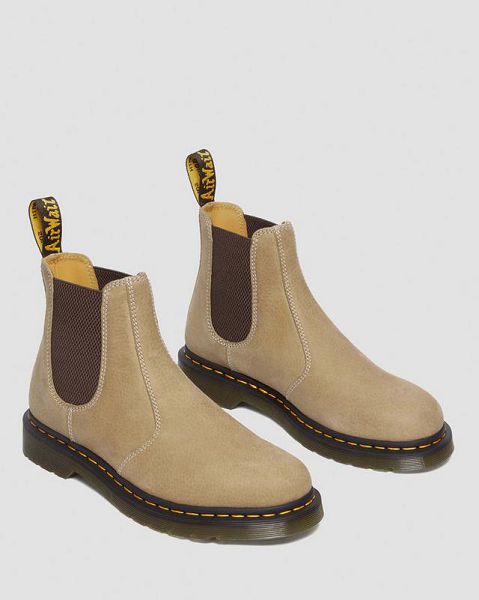 Dr Martens 2976 Tumbled Nubuck Leather Men Chelsea Boots Brown | USA-280741